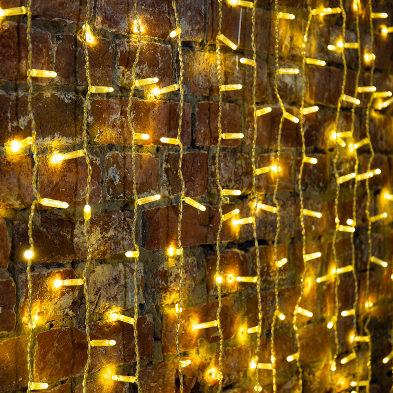 Гирлянда Светодиодный Дождь 2х1,5м, постоянное свечение, прозрачный провод, 230 В, цвет: Золото (шнур питания в комплекте) 